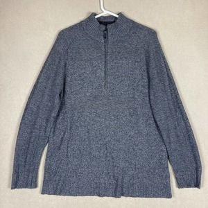 Smartwool Mens L Half Zip Sweater Gray Merino Wool‎ Blend Mock Neck